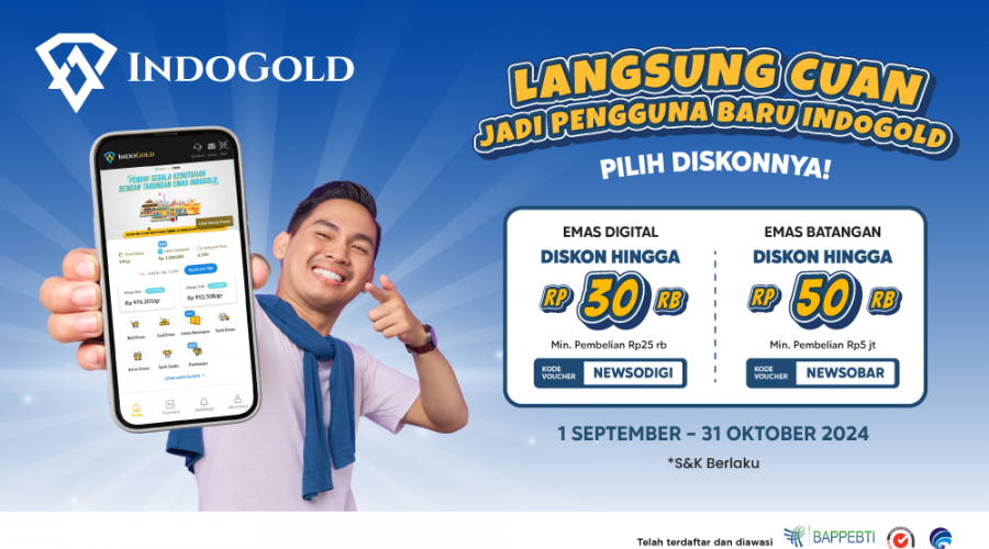 Newsletter IndoGold Voucher Promo New User September 2024